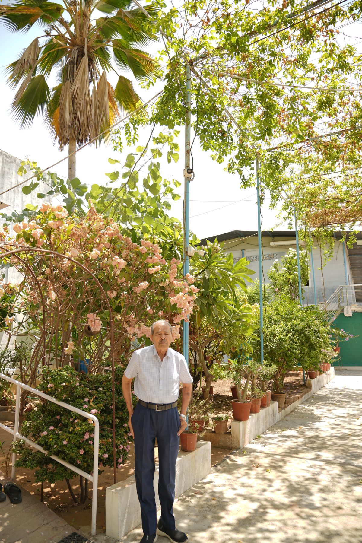 Sclero Proteins founder standing in the garden outside the company premises